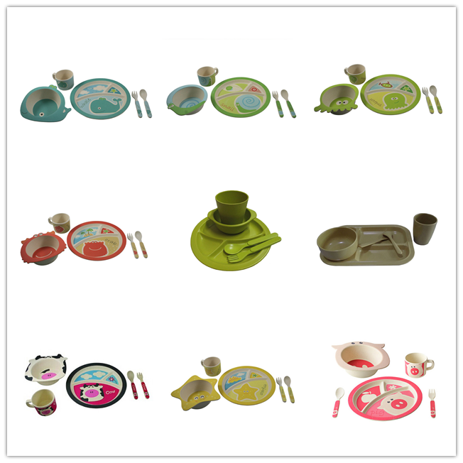 BIO-DEGRADABLE BAMBOO FIBER KIDS DINNERWARE SET