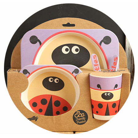 BIO-DEGRADABLE BAMBOO FIBER KIDS DINNERWARE SET